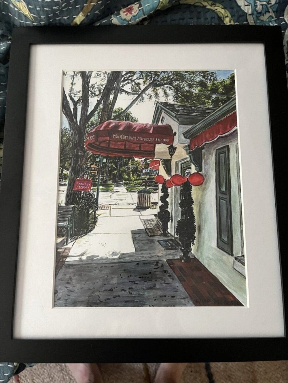 Mount Dora Florida Print Street Scene Modernism Shop Matted Signed Art